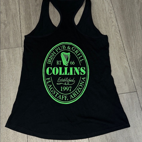 Black Tank Top with Green Collin Irish pub and grill tank - Picture 4 of 6